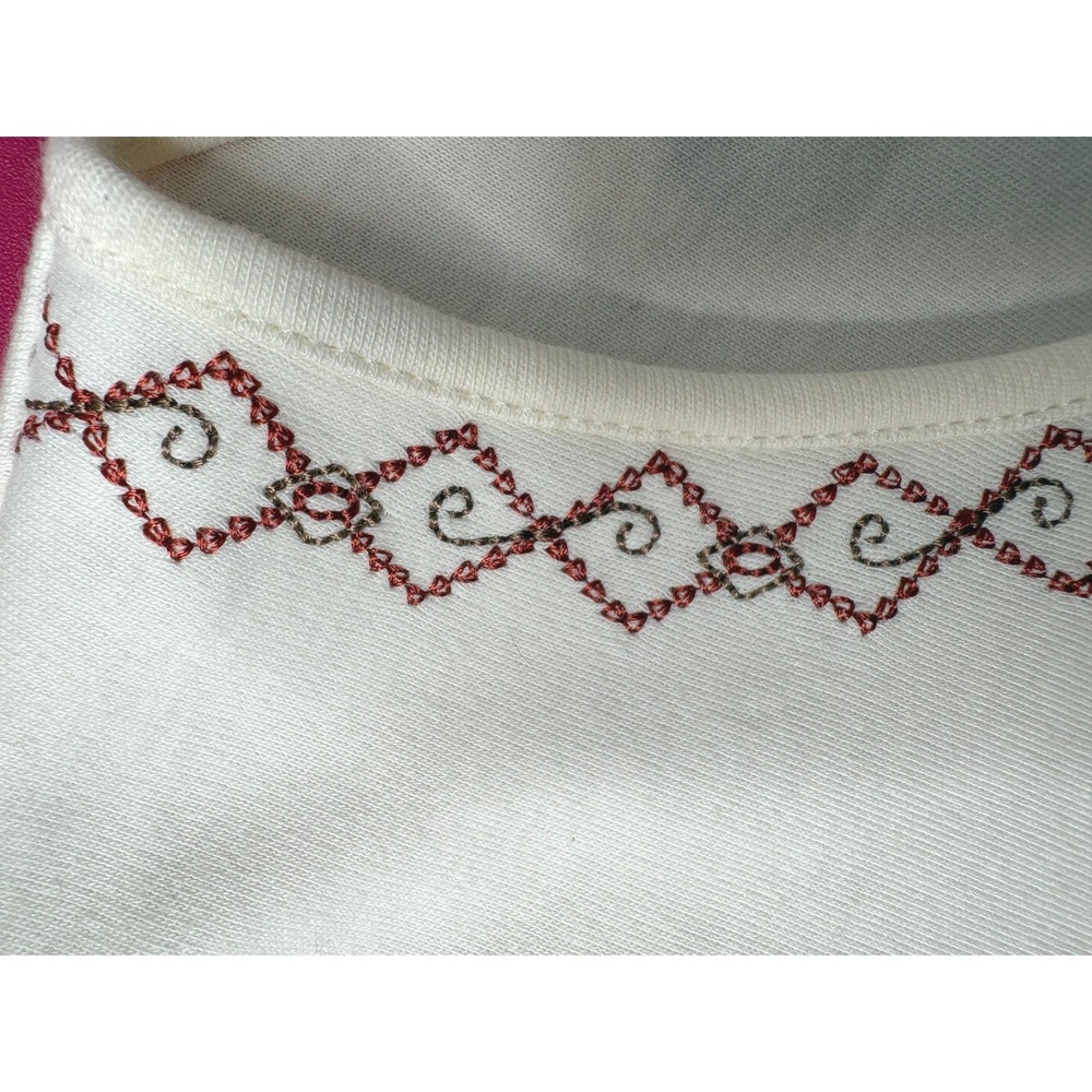 ALFRED DUNNER Ivory Beaded Embroidered Tree Top 2X Nature Cottagecore Earthy - Picture 9 of 9